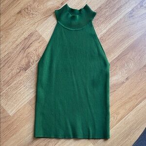 Zara Green Sleeveless Ribbed Top